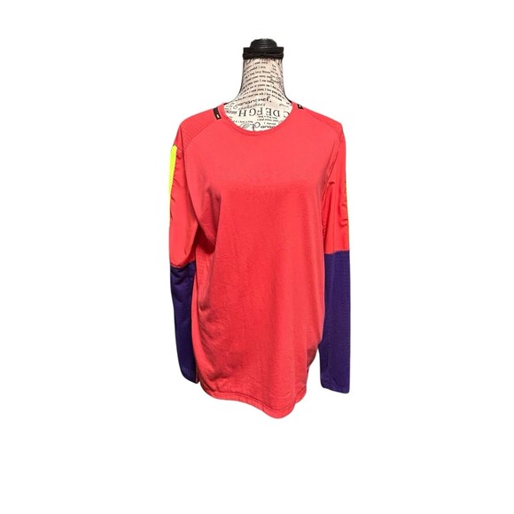 Nike Pink Colorblock Shirt, Dri-Fit Long Sleeve, Athletic Mesh Woman Size Small - Picture 1 of 6